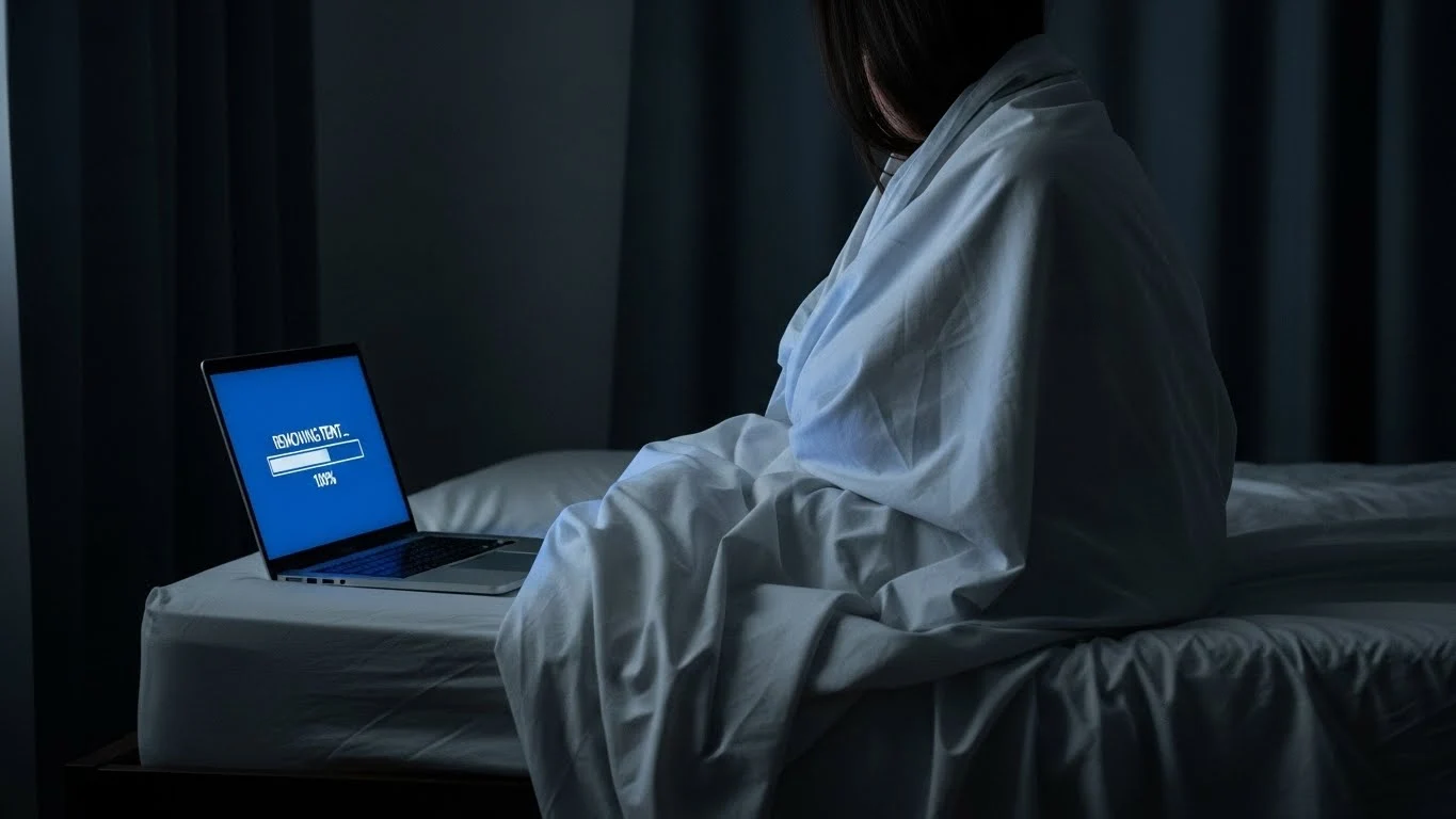 Ampulheta digital representando a rapidez da remoção de conteúdo