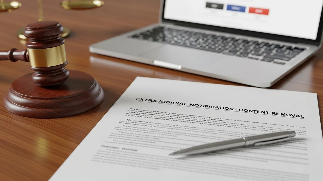 Modelo de Notificação Extrajudicial sobre mesa de escritório